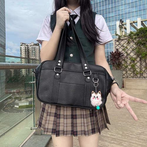 呜咚小铺原创日常百搭jk二次元pu学院风通勤校供制服包女【荔川】 - 图1
