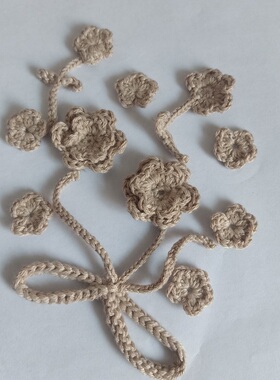 DIY羊绒毛线手钩花朵饰品配件美