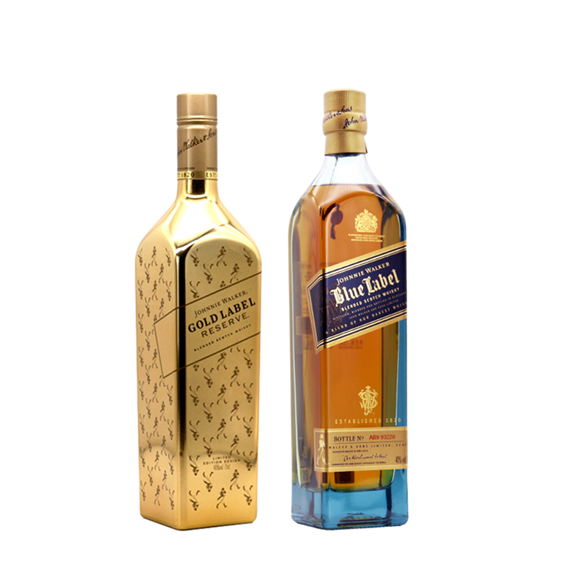 【带盒】尊尼获加蓝牌蓝方750ml+金牌金方750威士忌英国进口洋酒