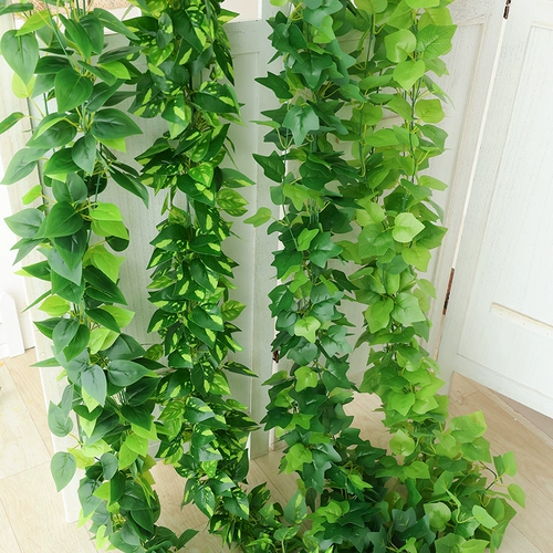 Имитация ротанга, зеленые листья редиса, украшение, искусственные листья, зеленые лозы, пластиковые цветочные лозы, водопроводные трубы, чтобы заблокировать кондиционер, зеленые листья, цветы