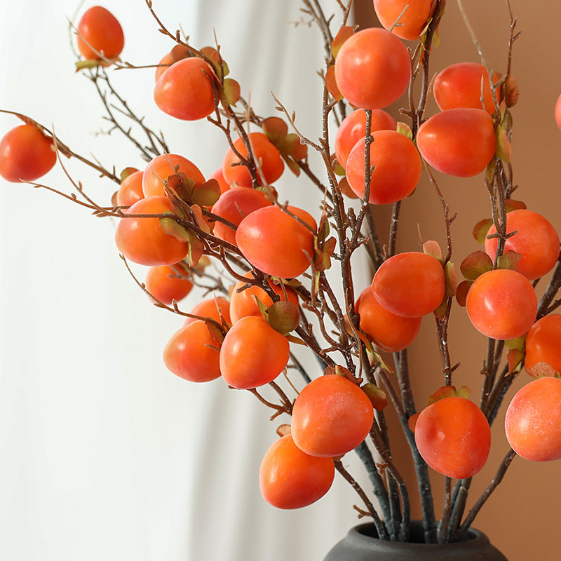 仿真柿子果实假花树枝客厅摆设干花石榴装饰摆件柿柿如意插花花束,淘宝优惠券,粉丝福利购,淘宝优惠卷