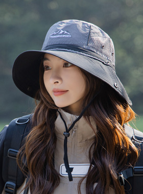 渔夫帽登山运动女夏天透气帽子