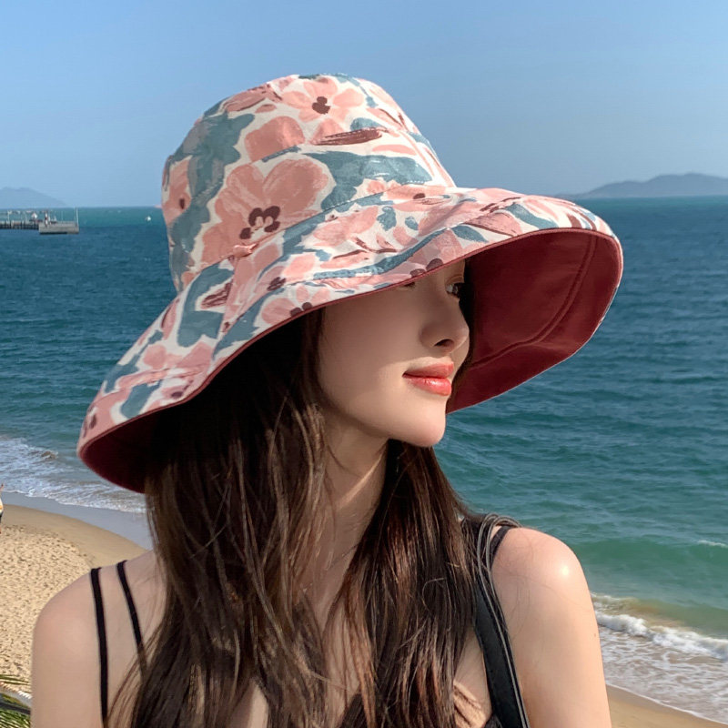 双面戴渔夫帽女春夏天可折叠防晒遮阳帽太阳帽子防紫外线遮脸布帽