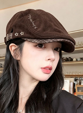 麂皮绒字母五角星前进帽女鸭舌帽