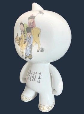 阿里库淘公仔20cm陶瓷摆件手绘开业乔迁桌面客厅创意礼品精美包装