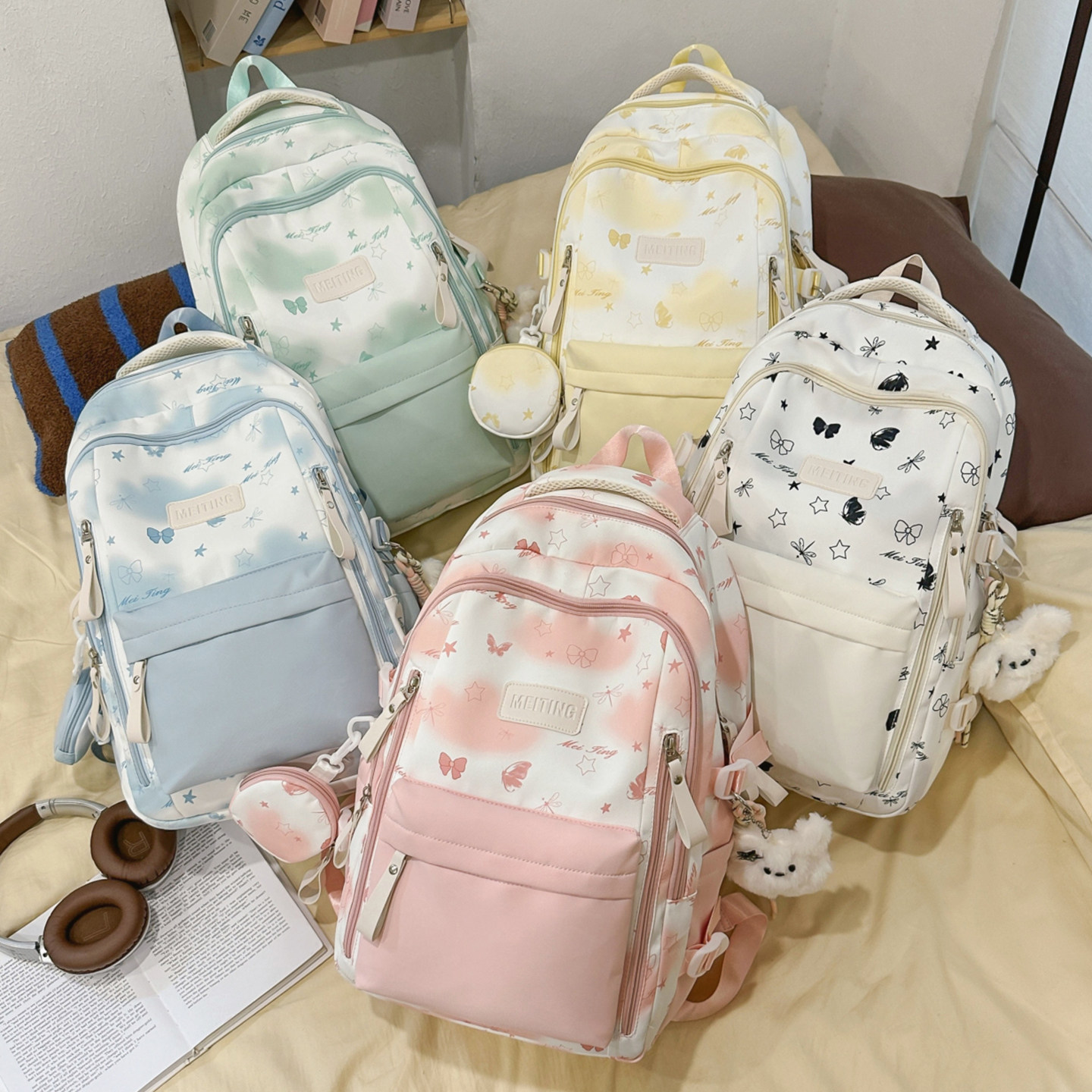 初中生书包女生小学生2025新款大容量高中生可爱轻便护脊旅行背包,淘宝优惠券,粉丝福利购,淘宝优惠卷