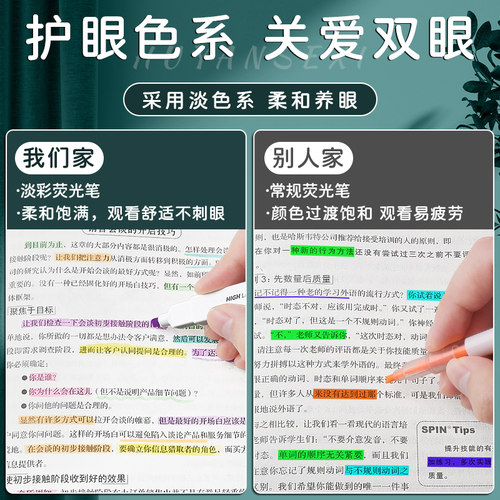 晨光荧光笔小学生专用划重点记号笔彩色初中生专用标记笔高颜值ins风高中生做笔记护眼色不晕染大容量莹光笔 - 图2