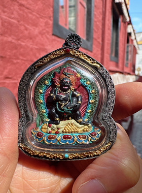 【藏玺物与悟/缘】925银手工古法彩绘黑CC黑财擦擦吊坠 西藏直发