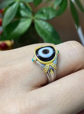 S925纯银镶嵌天珠无相F戒指