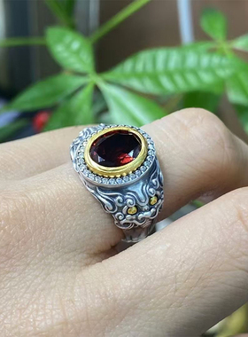 【藏玺物与悟/缘】S925纯银支巴扎彩宝戒指藏式个性复古时尚指环