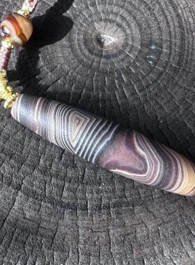 【藏玺·物与悟】天然缠丝玛瑙磨砂面咖色做旧金刚圣湖天珠项链