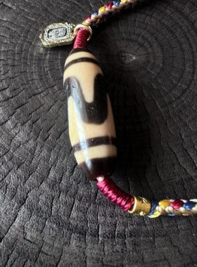 【藏玺·物与悟】台珠精品牙黄双线虎牙天珠玛瑙锁骨项链原创设计