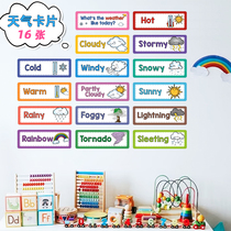 16 English Weather Word Baby Cognitive Card Wether Shinka Teacher Teaching Aids Cute Classroom Decoration Card