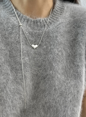 清冷爱心磨砂长款项链