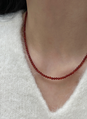 红玛瑙玉石手工串珠项链