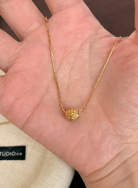 大米饰品】金属复古风转运珠项链简约款圆珠吊坠百搭锁骨链不掉色