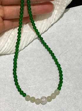 新中式天然绿玛瑙锁骨项链链气质