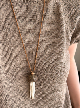 大米饰品】米粒珍珠长款抽拉绳毛衣链轻奢设计感项链2025新款爆款