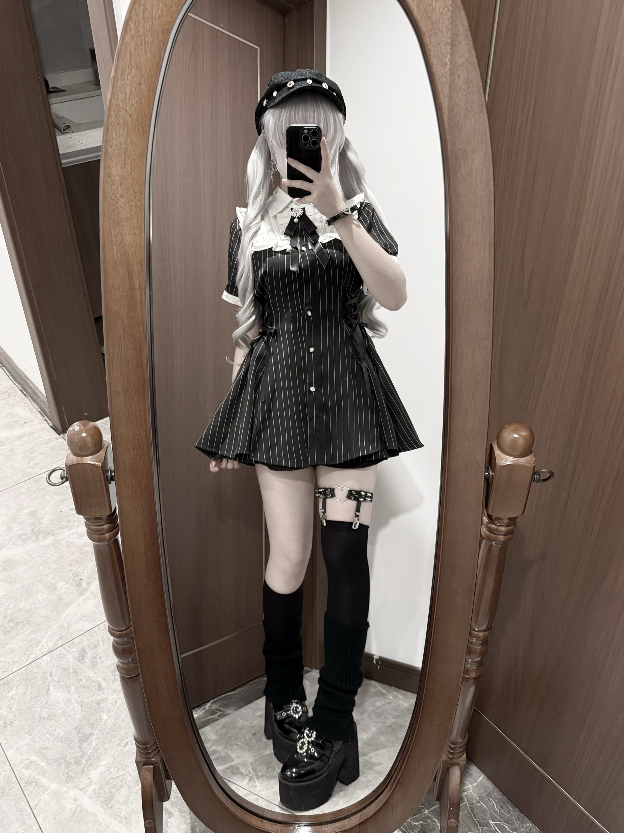 Kanna原创套装 条纹 粉格 黑色 黑格 量产型 蕾服【工期15天】,淘宝优惠券,粉丝福利购,淘宝优惠卷