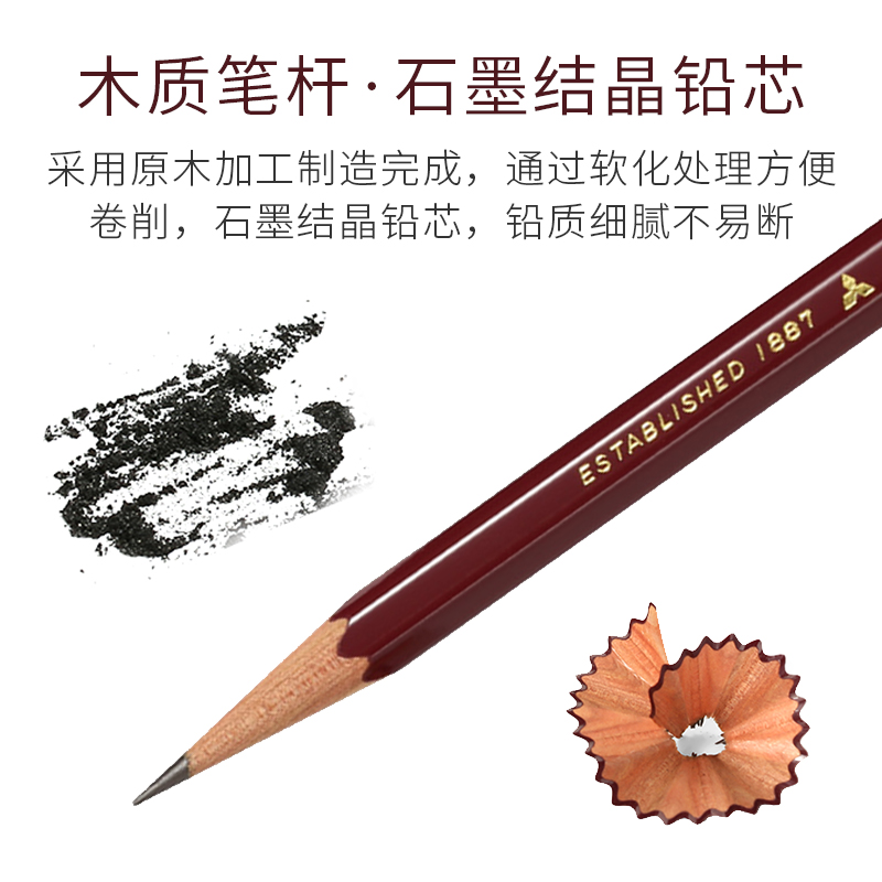 日本uni三菱硬度测试铅笔6B-9H|1887书写素描学生日常写字绘图2B考试 干净质感好易削不易断 17种规格 - 图1