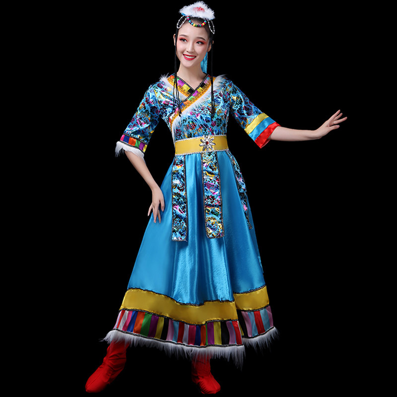 藏族服装女西藏少数民族风舞蹈服 米楼民族服装/舞台装