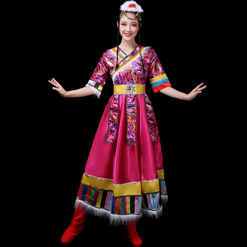 藏族服装女西藏少数民族风舞蹈服 米楼民族服装/舞台装