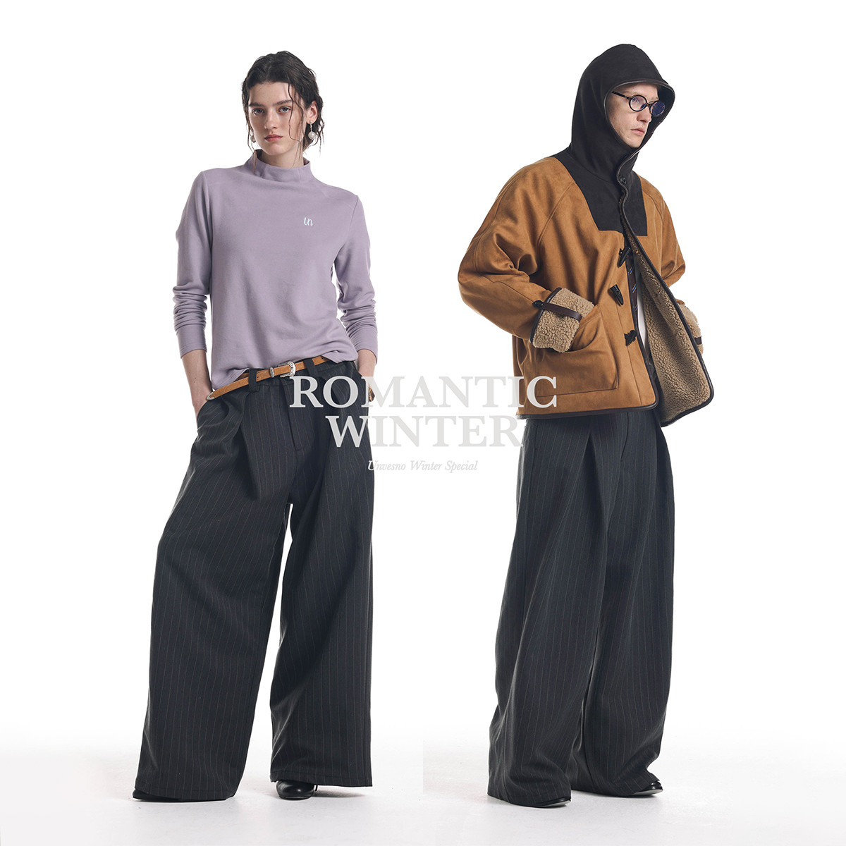 【立体剪裁】Unvesno(UN)老钱风人字褶微宽宽松松弛阔腿条纹西裤,淘宝优惠券,粉丝福利购,淘宝优惠卷