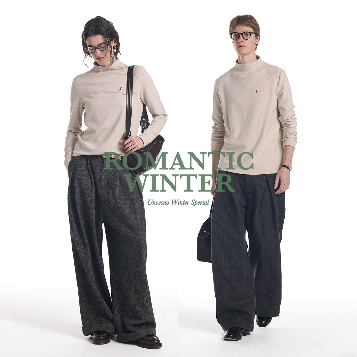 【显瘦修身】Unvesno(UN)刺绣亲肤莱赛尔羊毛混纺保暖打底衫T恤 - 图0