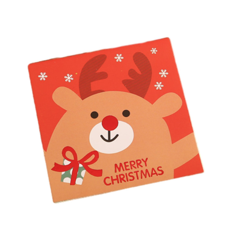 韩系创意圣诞贺卡儿童立体卡通可爱迷你对折小卡片送信封圣诞专用 - 图0
