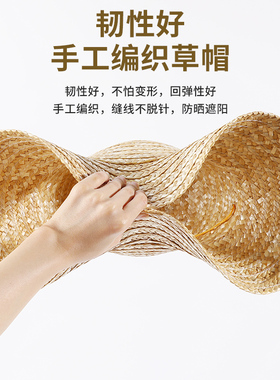 儿童防晒遮阳草帽农民麦秆编织