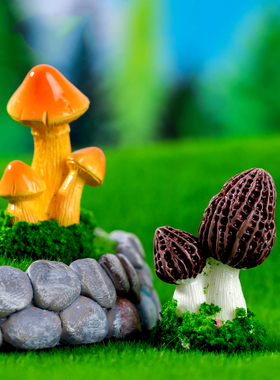 苔藓微景观简约树脂小摆件创意仿真彩蘑菇多肉盆栽园艺造景装饰品