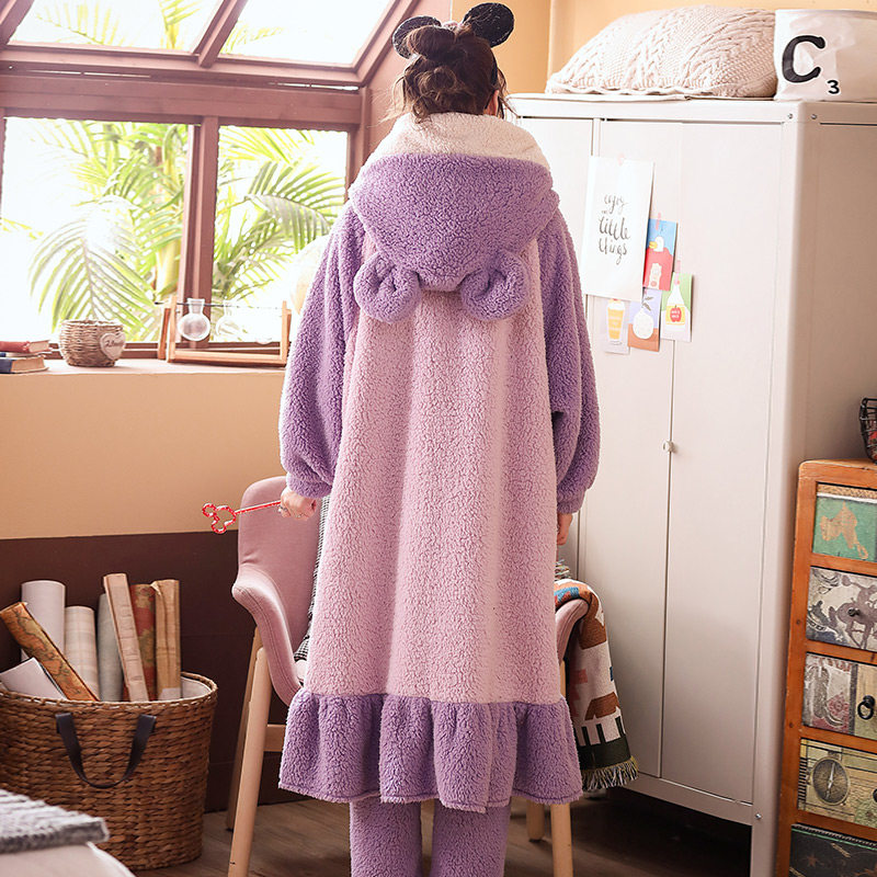 秋冬季可爱法兰绒加绒珊瑚绒睡衣 今梦娇睡衣/家居服套装