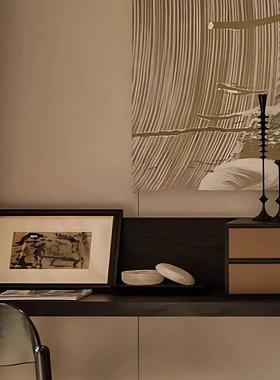 WU物兮物 侘寂风现代样板间飘窗玄关黑色烛台茶具装饰画摆件