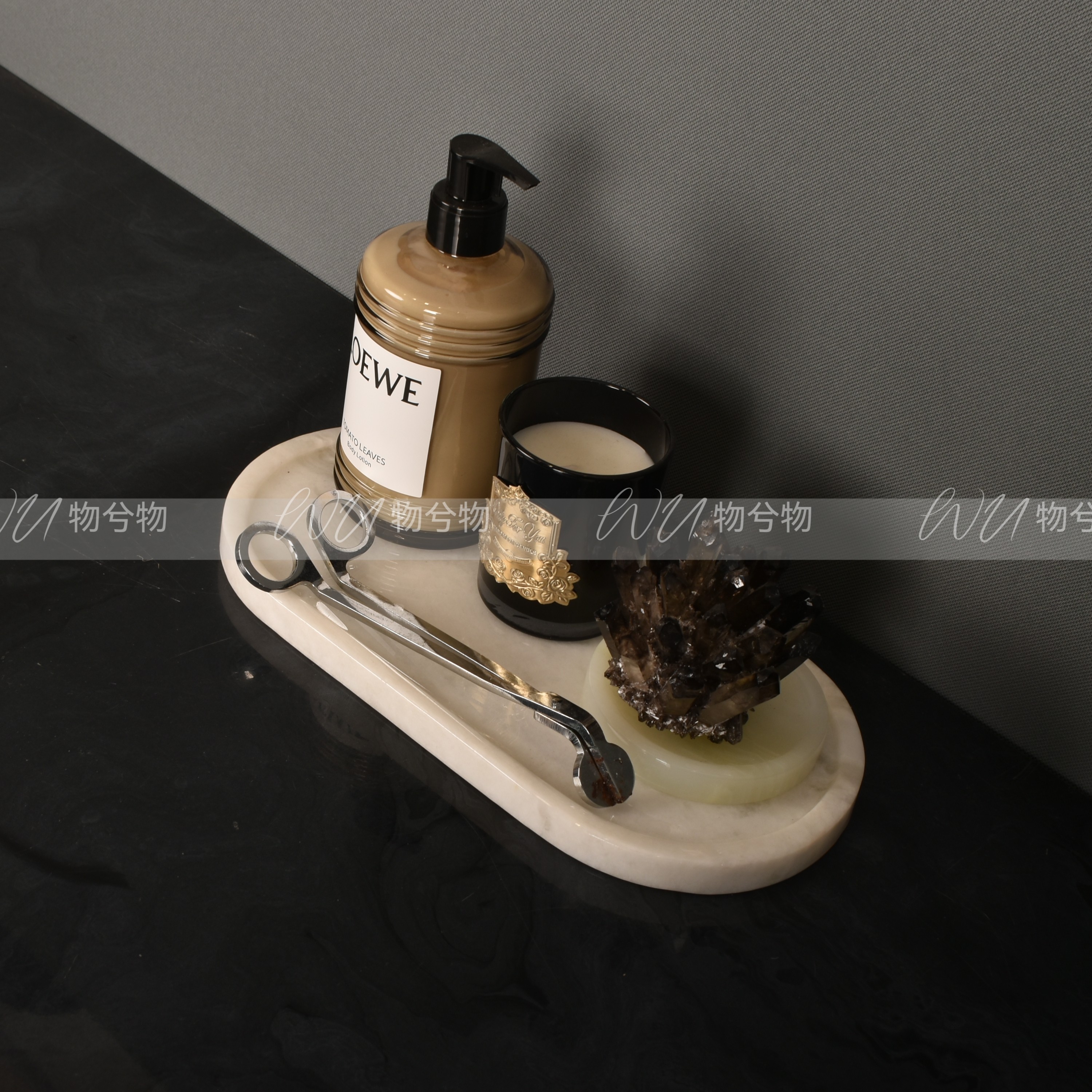 WU 物兮物 现代轻奢样板间卫生间台面香薰蜡烛卫浴托盘装饰品摆件,淘宝优惠券,粉丝福利购,淘宝优惠卷