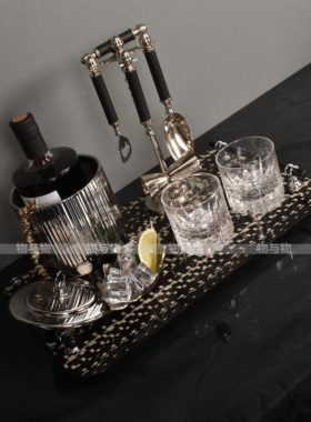 物与物 现代轻奢样板间黑白色厨房餐边柜酒具主题托盘冰桶摆件组