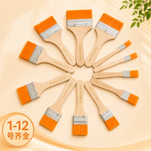 尼龙毛刷软头尼龙板刷 油画刷丙烯画笔刷 油画板刷子油漆刷1-12号 - 图3