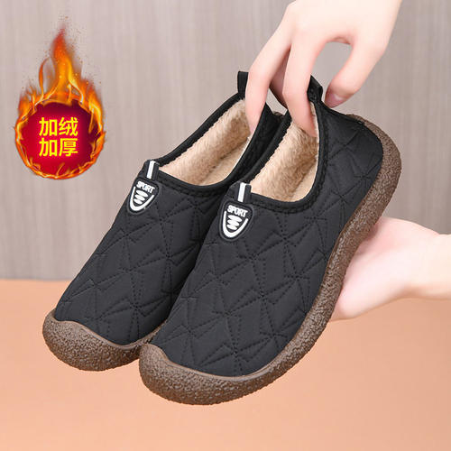 冬季新款老北京棉鞋女2025新款加绒加厚一脚蹬保暖防滑雪地靴棉靴 - 图0