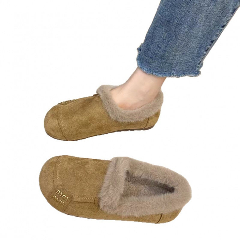 复古勃肯豆豆鞋女冬季加绒一脚蹬平底妈妈鞋软底防滑外穿二棉鞋子,淘宝优惠券,粉丝福利购,淘宝优惠卷