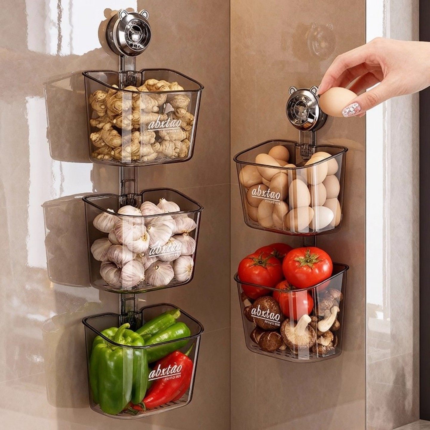 吸盘挂篮葱姜蒜收纳盒壁挂篮置物架免打孔神器大蒜收纳水槽沥水袋,淘宝优惠券,粉丝福利购,淘宝优惠卷