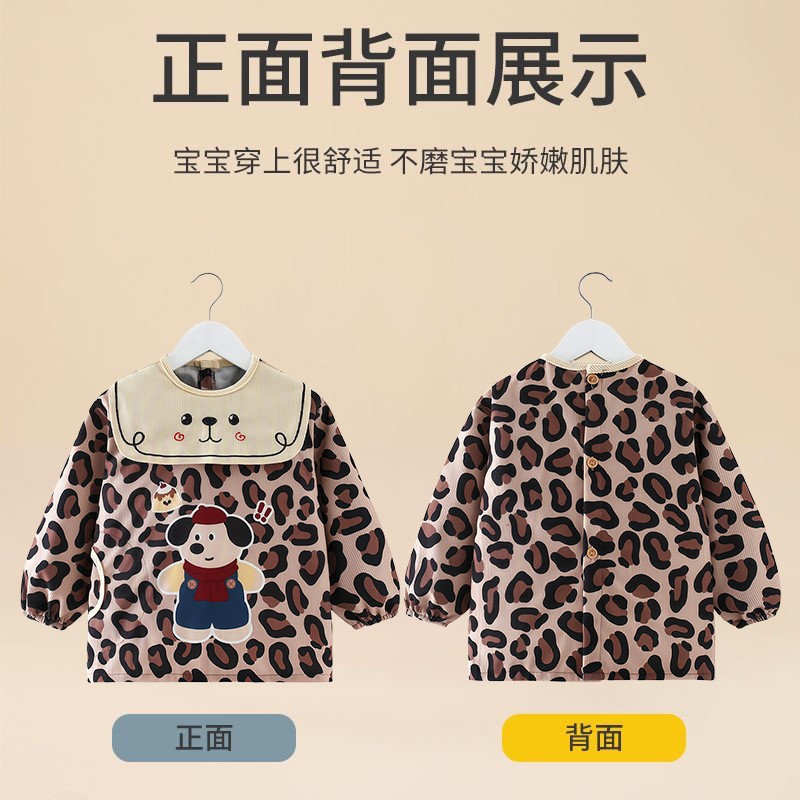 New style children's autumn and winter outer wear smock, waterproof, anti-dirty, western-style, male and female baby eating bib, baby reverse wear protection