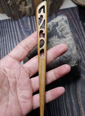 太行崖柏绿檀发簪原木纯手工制作