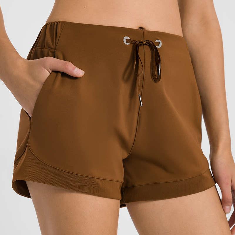 Skin-friendly nude yoga shorts for women solid color - 图1
