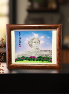 橘子洲头湘绣橘子洲头摆件湖湘文创礼物原创礼品主席刺绣礼手工绣