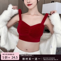 Red lingerie women gather small breasted autumn winter cashmere warm vest closeted breast milk pituitary with a harness bra in the middle of the year