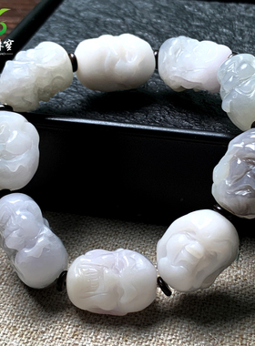 和田玉烟紫罗汉头手串