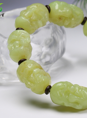 和田玉黄口料罗汉头手串