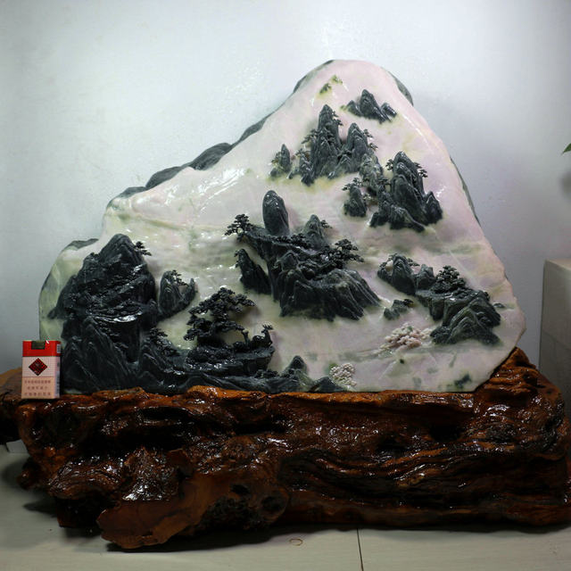 Dushan jade ornaments, Hanyun crafts, jade home landscape ornaments, large ornaments, artistic conception landscape