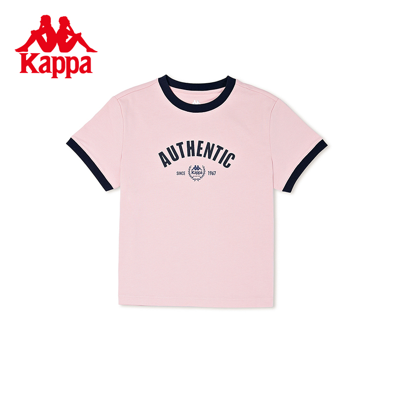 Kappa卡帕复古运动短袖2024新女印花短款休闲T恤半袖夏K0E22TD21 - 图3