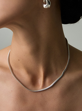 ewest 纯银素链蛇骨链项链女高级锁骨链颈链原创小众鱼骨链毛衣链