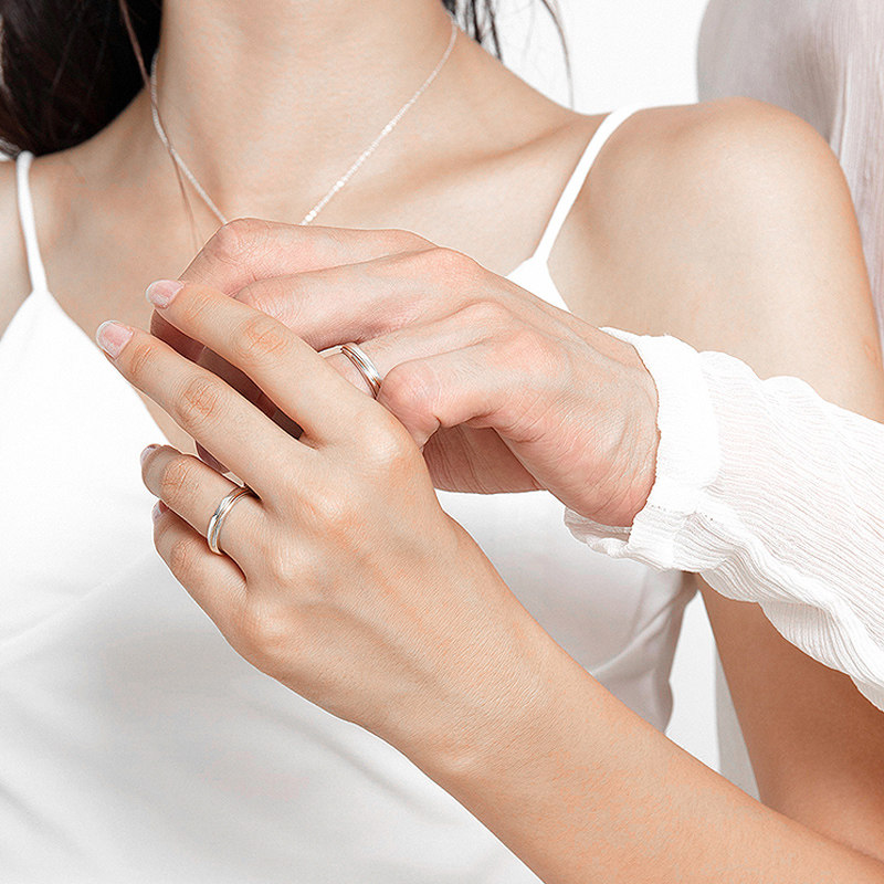 ewest原创纯银14k金环情侣戒指 ewest戒指/指环